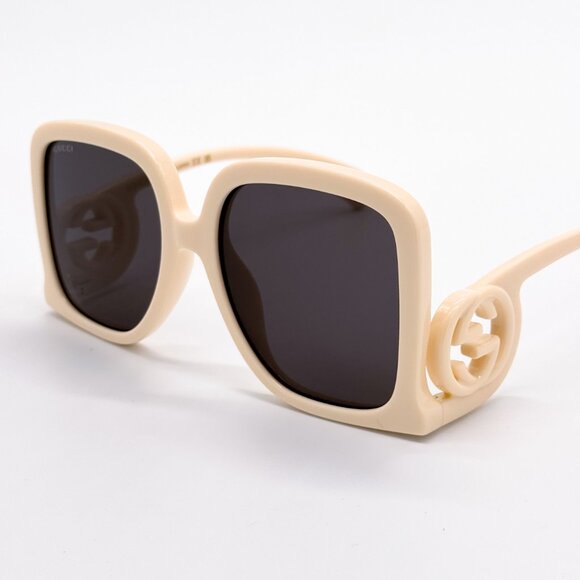 NEW GUCCI GG1326S 009 OVERSIZED IVORY GREY WOMEN SUNGLASSES GUCCI - Picture 7 of 14